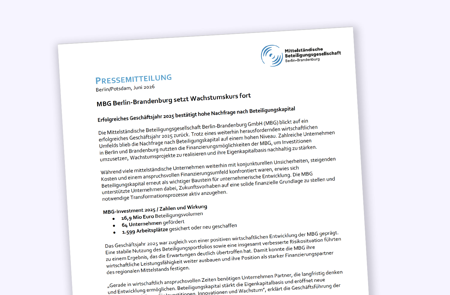Geschäftsbericht der MBG